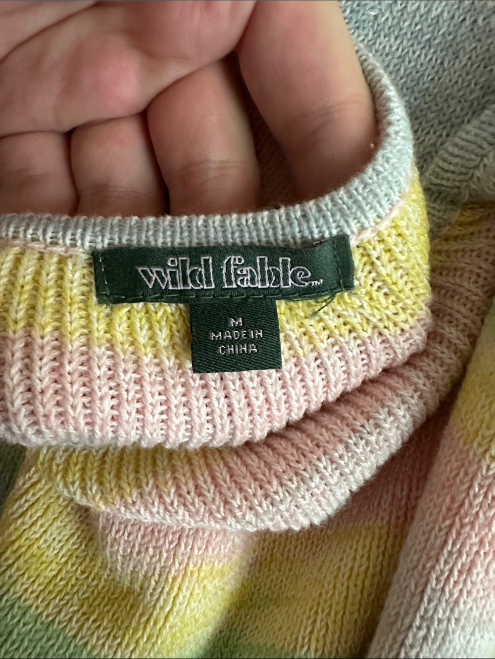 wild fable Pastel Striped V-Neck Knit Dress in Green, Pink, Yellow, Blue, Violet - Picture 2 of 9